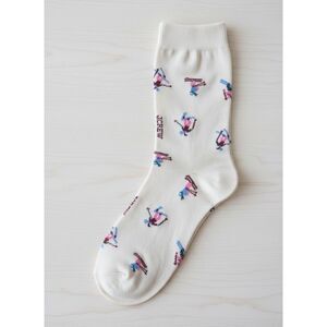 J.Crew Women’s Ivory Ski Print Trouser Socks Downhill Skier Motif NWT, One Size